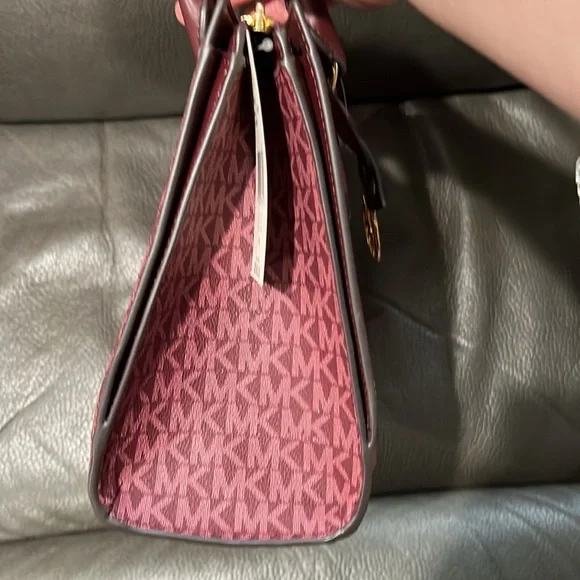 Michael Kors Burgundy and Gold Satchel - Picture 6 of 13